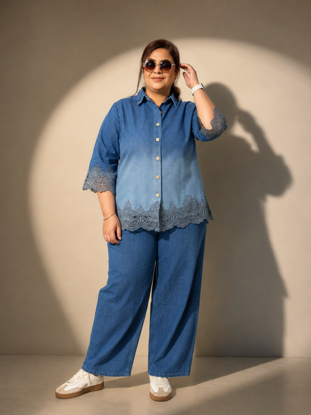 Embroidered Denim Co-Ord Set