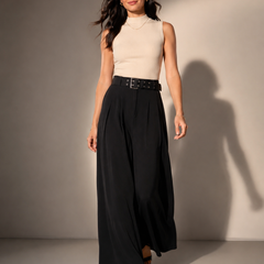 BELTED WIDE-LEG TROUSERS