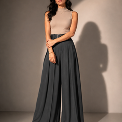 BELTED WIDE-LEG TROUSERS