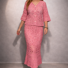 Embroidered Textured Skirt Top