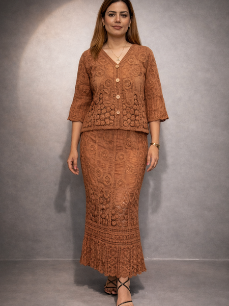 Embroidered Textured Skirt Top