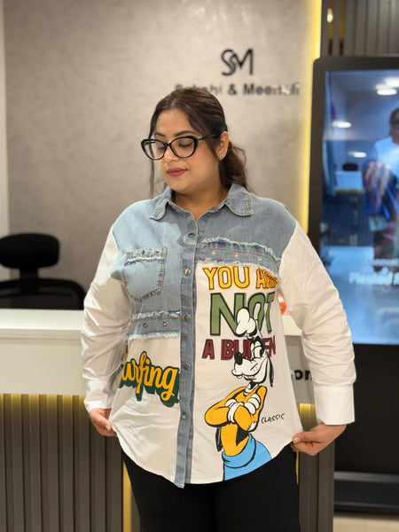 Patchwork Graphic Denim Shirt