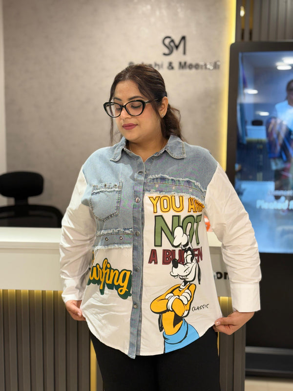 Patchwork Graphic Denim Shirt