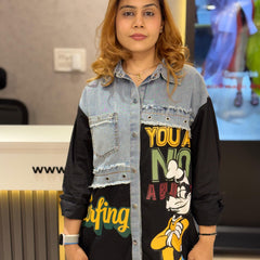 Patchwork Graphic Denim Shirt