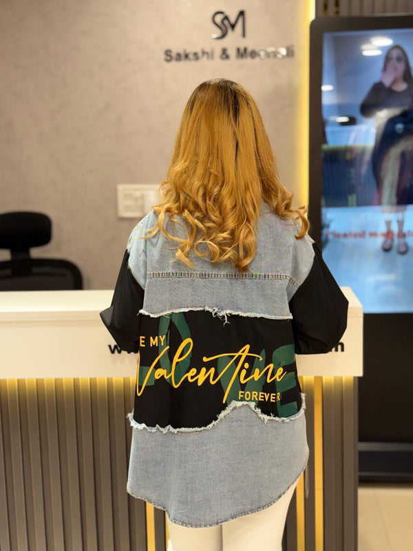 Patchwork Graphic Denim Shirt
