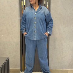 Relaxed Fit Denim Shirt with Subtle Embellishment
