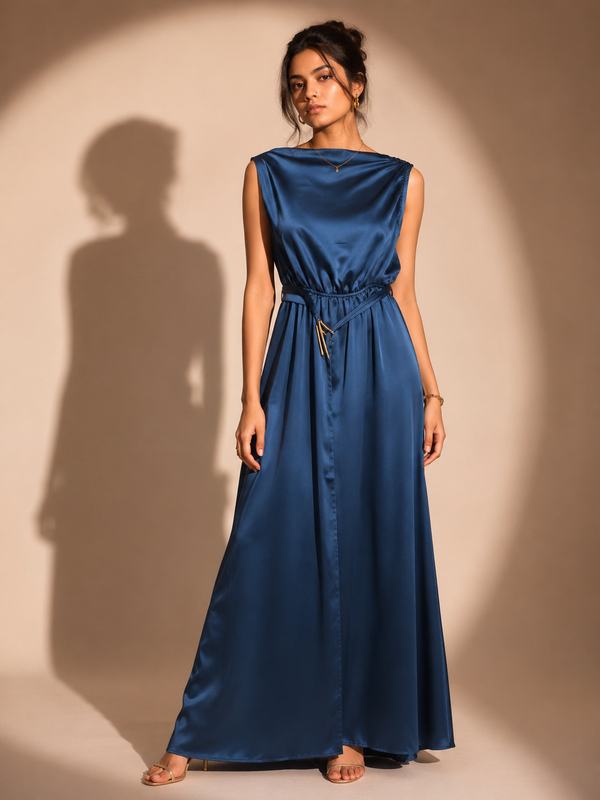Satin Halter Maxi Dress