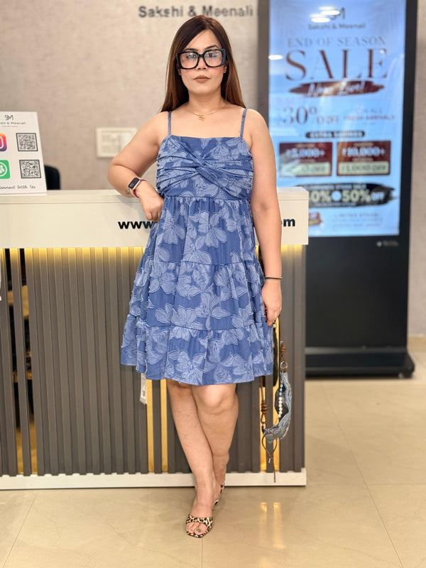 Floral Lace-Up Ruffle Mini Dress