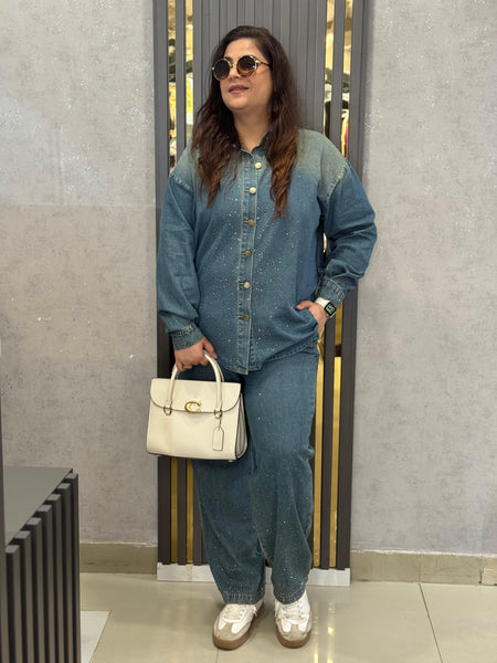 Relaxed Fit Denim Shirt with Subtle Embellishment