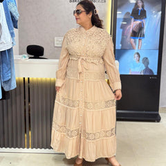 Lace Panel Long Shirt Dress