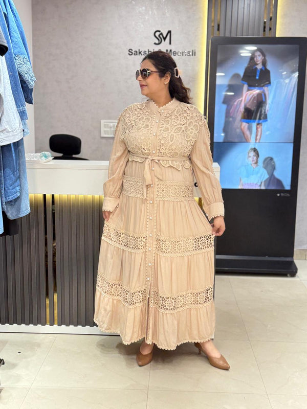 Lace Panel Long Shirt Dress
