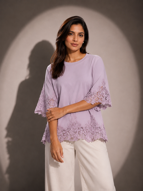 Lace Detail Relaxed Fit Top