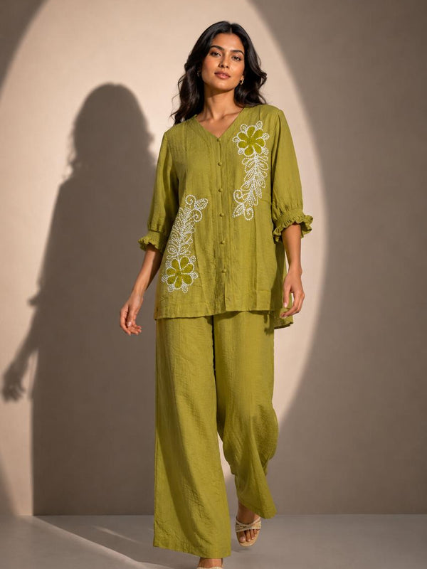 Embroidered Relaxed Co-Ord Set