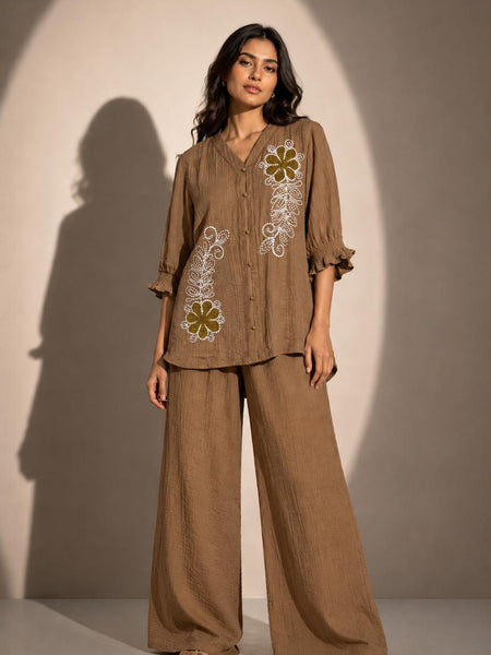 Embroidered Relaxed Co-Ord Set