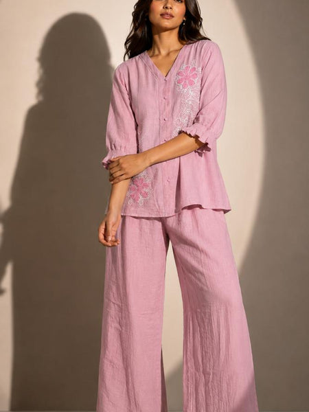 Embroidered Relaxed Co-Ord Set