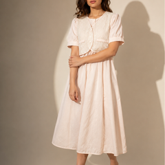 Layered Embroidered Midi Dress