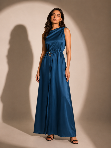 Satin Halter Maxi Dress