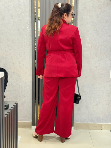 Embellished Tailored Blazer & Wide-Leg Trouser Set