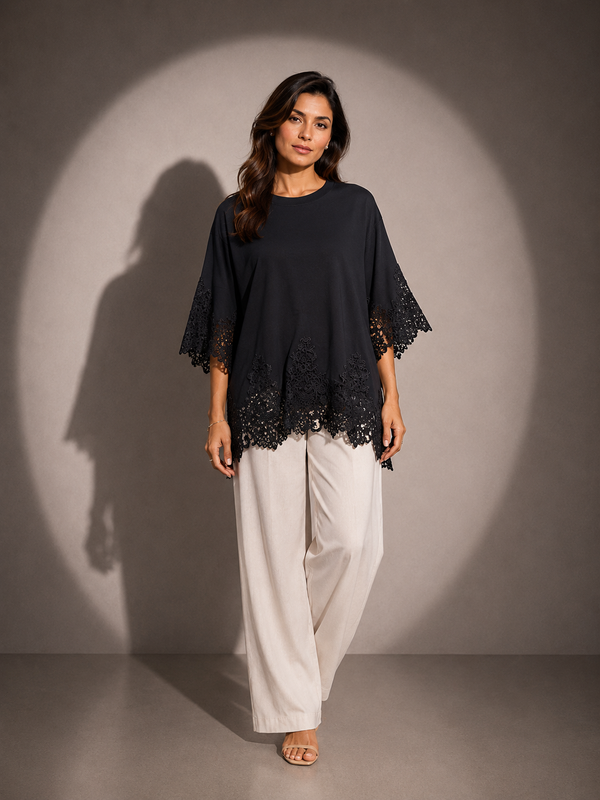 Lace Detail Relaxed Fit Top