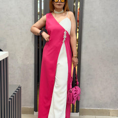 Asymmetric Embellished Layered Jumpsuit