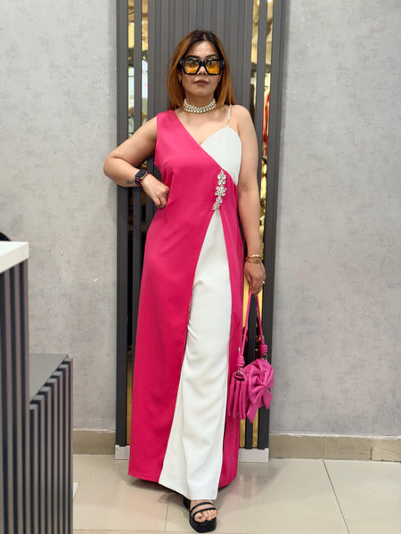 Asymmetric Embellished Layered Jumpsuit